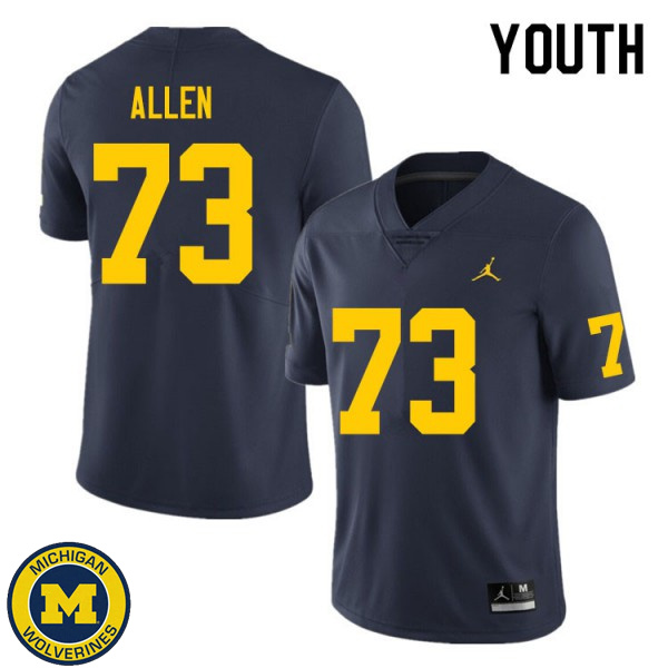 Youth University of Michigan #73 Willie Allen Navy NCAA Player Game Jersey